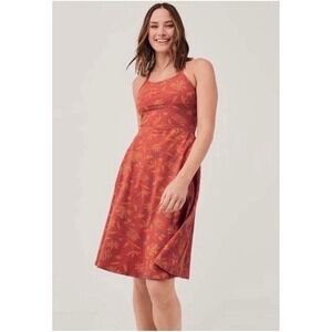 Pact Fit & Flare Floral Print Organic Cotton Midi Dress Pink Medium